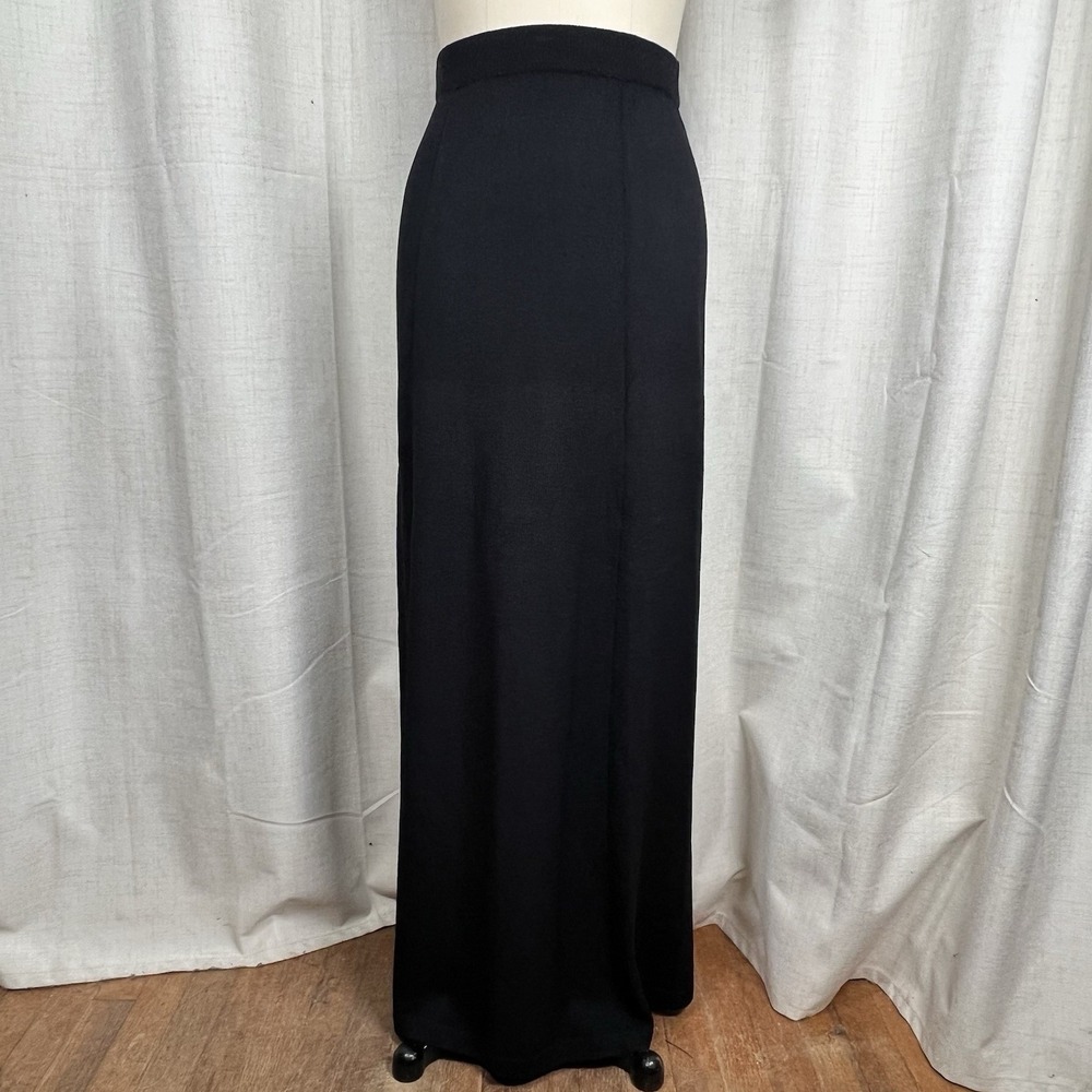 VTG St John Evening Santana Knit Maxi Long Pencil Skirt Black Size 2 Old Money